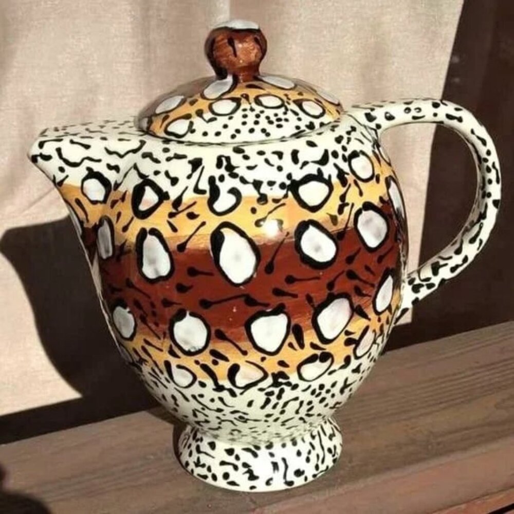 FUN & Classic Leopard, Cheetah Animal Print patterned Ceramic Art Teapot